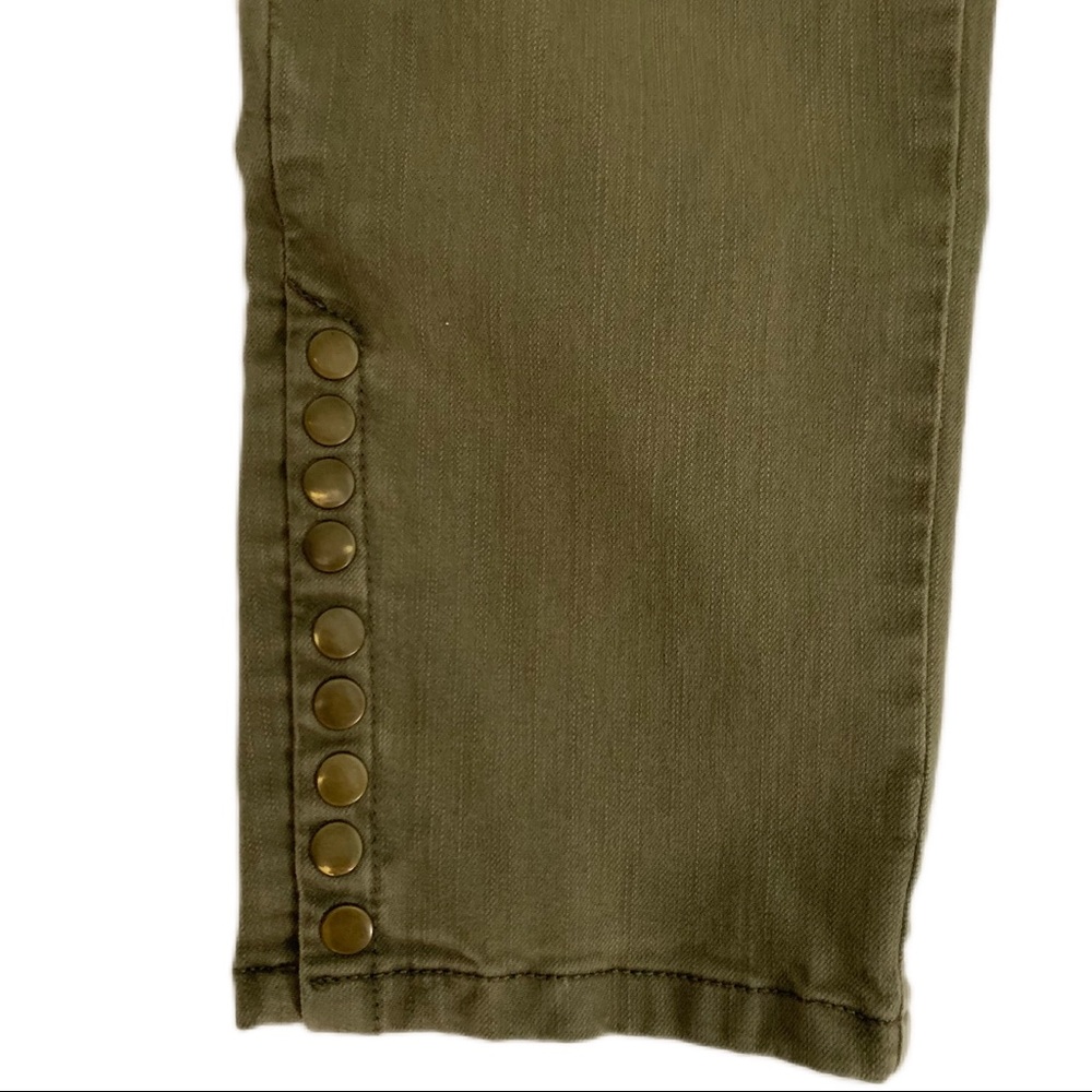 Soft Surroundings LP Metro Green Pull On Elastic Waist Snap Hem Denim Leggings - Picture 4 of 10
